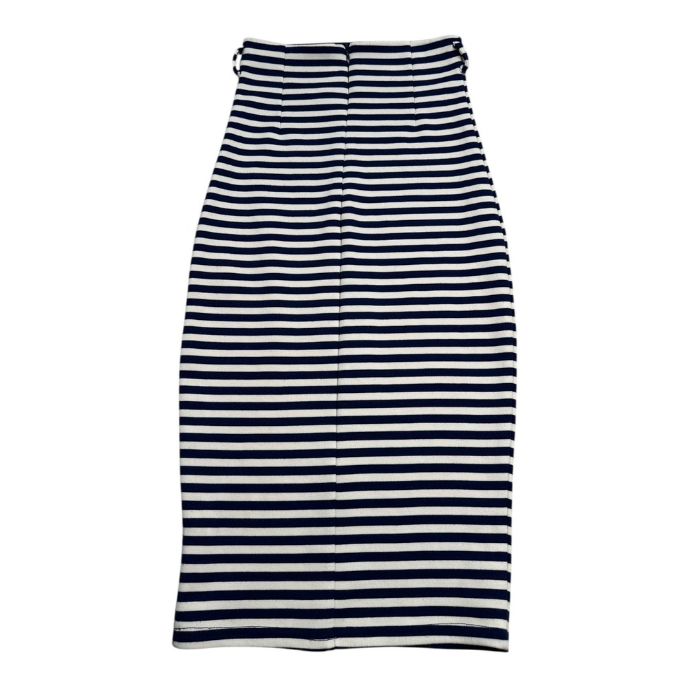 Poof Navy‎ White Stripe Knit Mini Skirt Size Small Elastic Waist